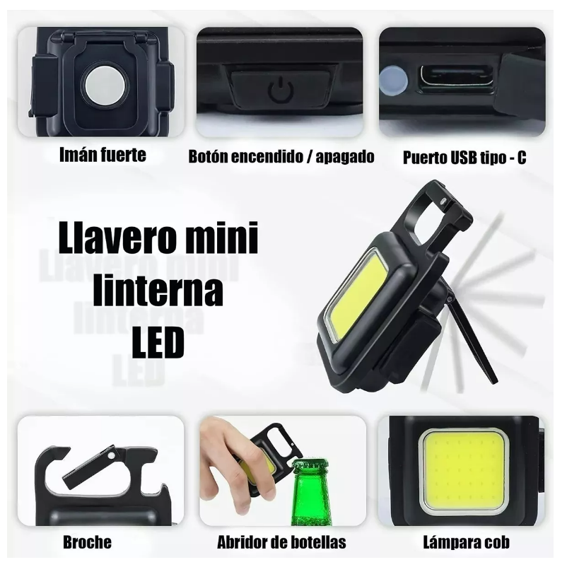 "Mini Linterna LED de Mano – Llavero Multifunción Recargable USB"