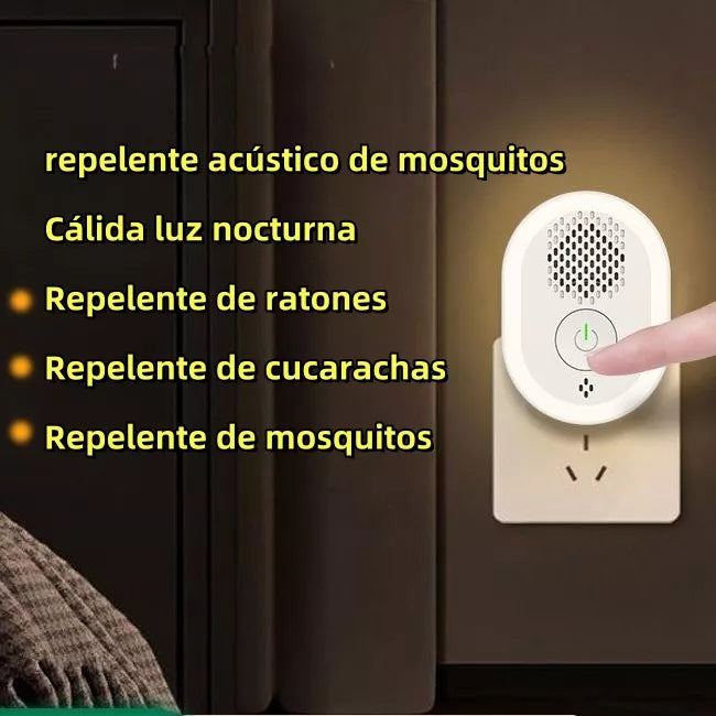 Repelente Ultrasónico Inteligente – Protección 360° contra Insectos y Roedores