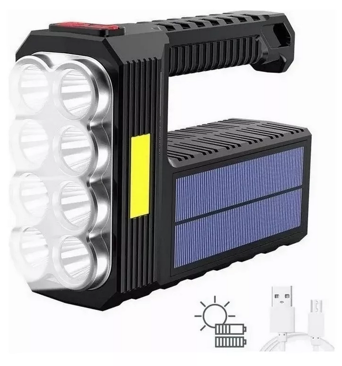 Lámpara Solar Recargable 8 LEDs COB | USB + Solar, Ultra Brillante, Impermeable